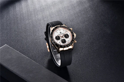 PAGANI DESIGN V2 40MM Reloj de cuarzo para hombre con esfera de meteorito, cristal de zafiro, cronógrafo retro y resistente al agua