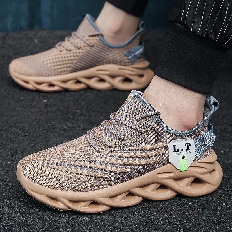 YRZL løbesko til mænd, sorte joggingsko, casual sneakers til udendørs brug, åndbart mesh, let stødabsorbering, sorte tennissko til kvinder