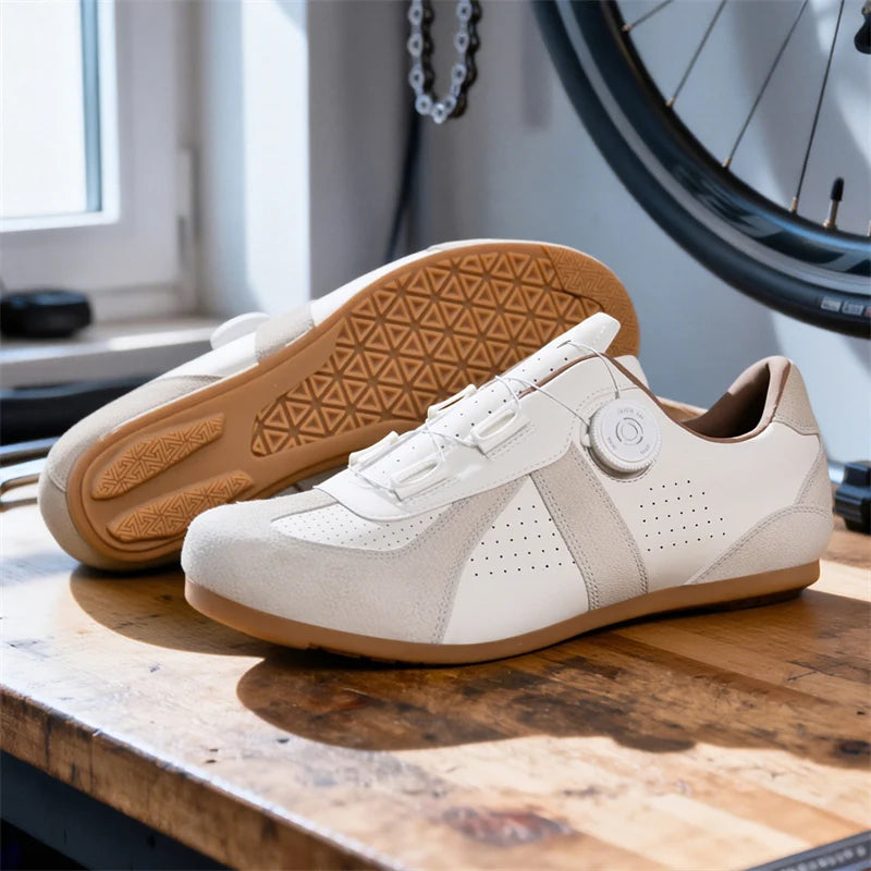 Women's Non-Lock Mountain Bike Shoes, No Cleats, Road Cycling RB Speed Rubber Sole Shoes, Men's Rubber Sole Cycling Shoes