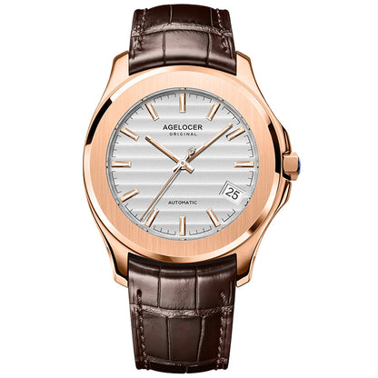 AGELOCER Original Baikal Watch Men's Luxury Gold Watch Big Calendar Business Automatic Mechanical Watch Birthday Gift for Men