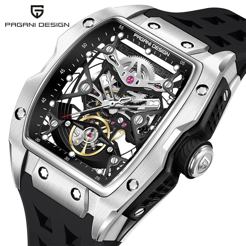 PAGANI DESIGN New Men's Watch Luxury Sapphire Crystal Stainless Steel Automatic Mechanical Watch Business Casual Skeleton Dial