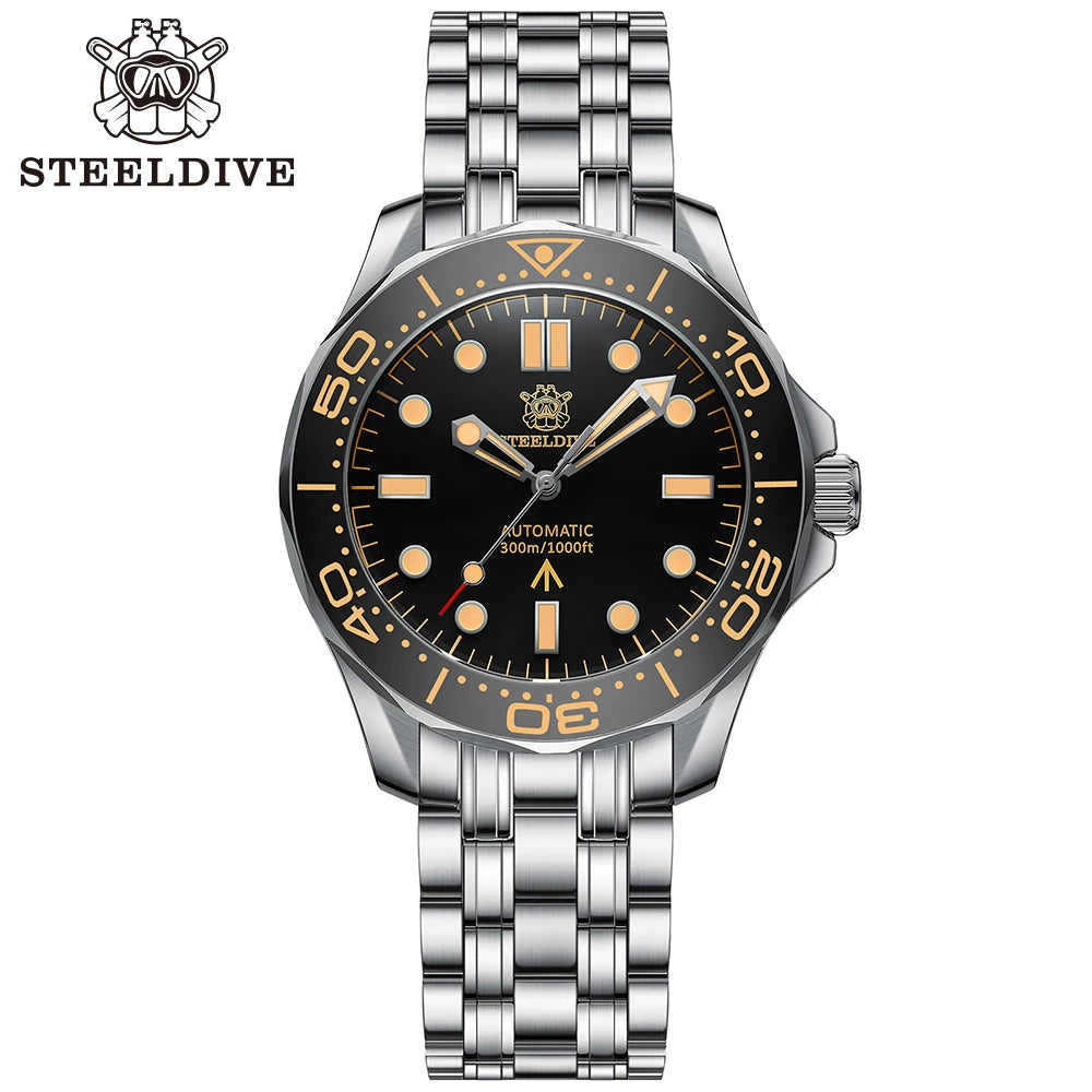 STEELDIVE SD1957 Steel Bracelet 42MM Vintage Ceramic Bezel 200M NH35 Luminous Sapphire Glass Automatic Men Dive Watch