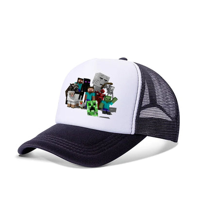 Minecraftes Pixels Kawaii Baseball Cap Boy Cartoon Anime Print Peaked Caps Hip Hop Parent-child Outdoor Mesh Hats Summer Sun Hat