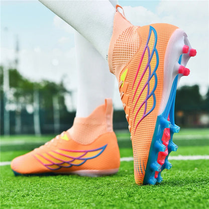 Botas de futebol Superfly FG para exterior, sapatilhas de futebol pretas com pitons, calçado desportivo profissional macio, respirável e confortável, tamanhos grandes