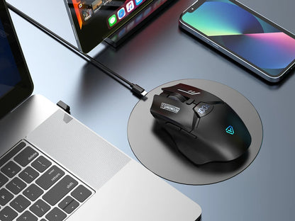 Rato Bluetooth Sem Fios de Modo Duplo com Ecrã Inteligente, Carregamento Silencioso, para Escritório, Gaming e Tablet, Portátil e Universal