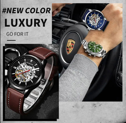 OCHSTIN Automatic Mens Watches Top Brand Luxury Royal Luminous Skeleton Waterproof Mechanical Fashion Male Clock Gifts for Men