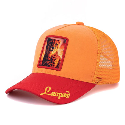 Unisex Mesh Cap Lion Pattern Patch Design Suede Hat Women And Men Summer Animal Baseball Cap Fashion Trucker Hat