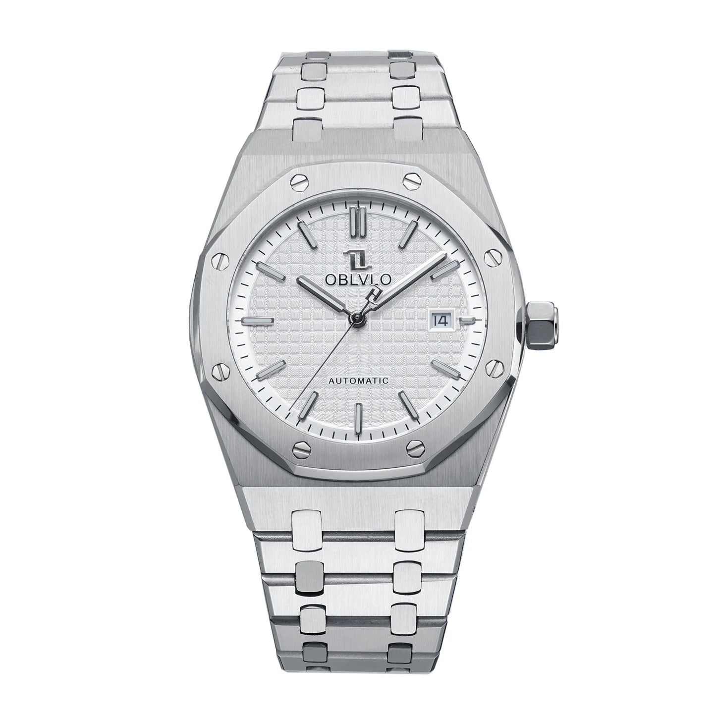 OBLVLO TM-ASP Luxury Men's Watch 41mm Blue Dial Rose Gold Automatic Luminous Waterproof Mechanical Casual Business Watch