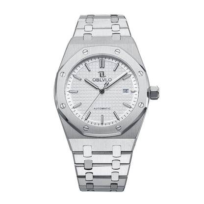 OBLVLO TM-ASP Luxury Men's Watch 41mm Blue Dial Rose Gold Automatic Luminous Waterproof Mechanical Casual Business Watch