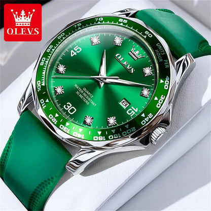 OLEVS 9988 Quartz Watch for Men Waterproof Anti-scratch Auto Date Diving Wristwatch Men Original Brand Luxury Diamond Man Watch