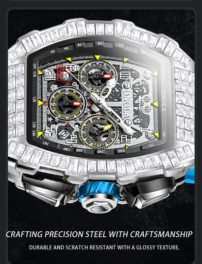 Hot Selling Fashion Fully Automatic Mechanical Watches Men ONOLA Unique Design with Diamond Inlaid Waterproof Tape Men's Watch