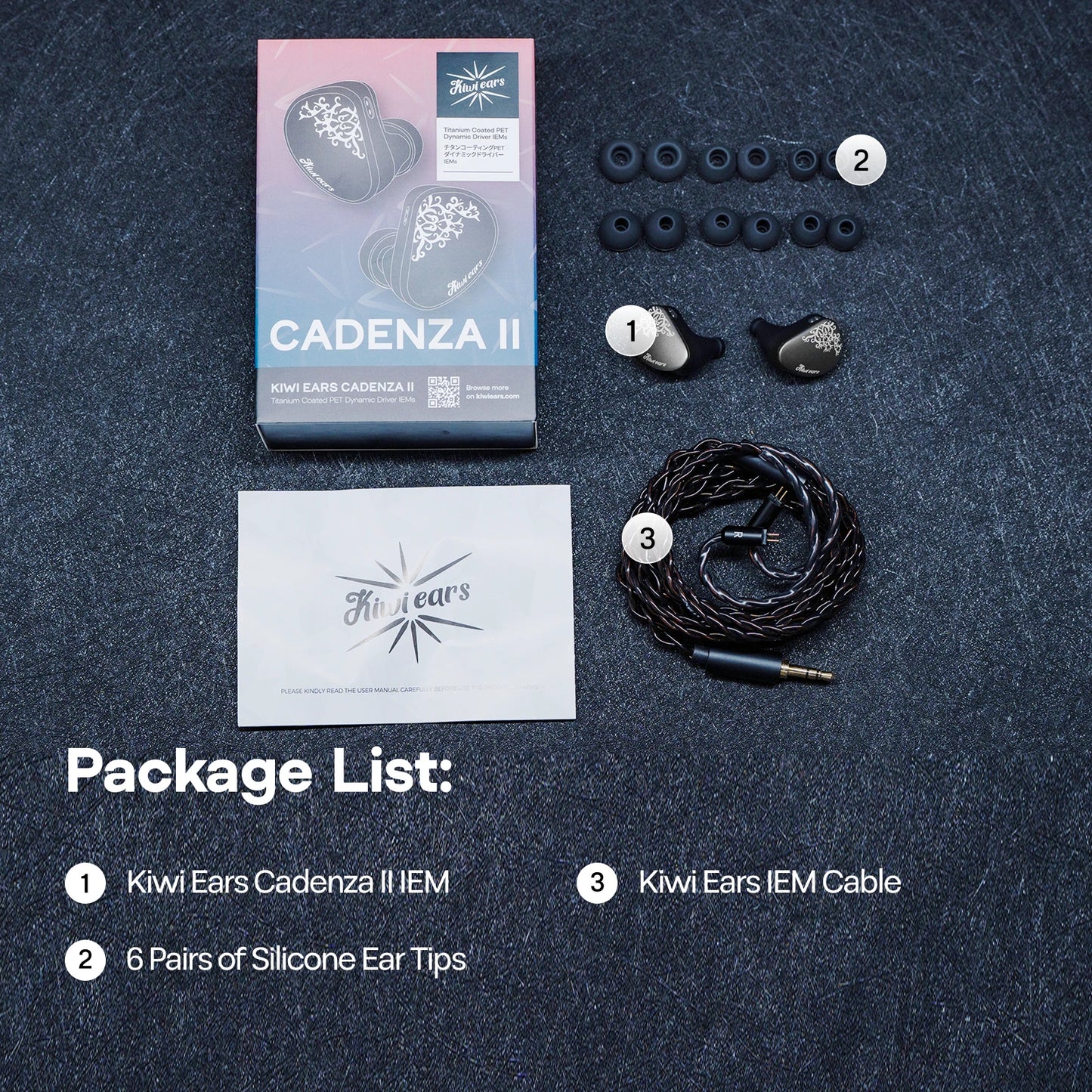 Auricolari HiFi IEM Linsoul Kiwi Ears Cadenza II con driver dinamico in titanio da 10mm, KARS 2.0 e cavo removibile