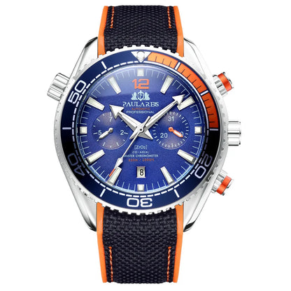 PAULAREIS P Relógio mecânico automático de luxo para homem com corda automática, bracelete em borracha, impermeável, luminoso, com data, relógio de moda masculino