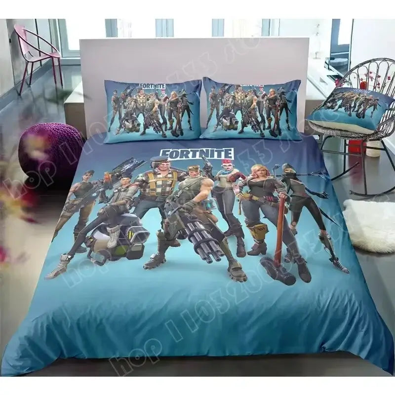 Fortnite Bedding Set Duvet Cover 3 Piece 3D Printed Bedroom Bedding Game Anime Cartoon Pillowcase Room Decoration Gifts