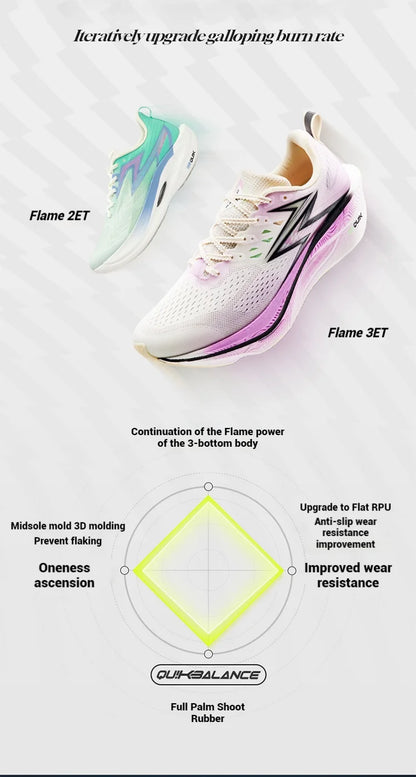361 Degrees Flame 3.0 ET Men Running Shoes Racing Marathon Breathable Comfort Stable Rebound Jogging Male Sneakers 672612245F