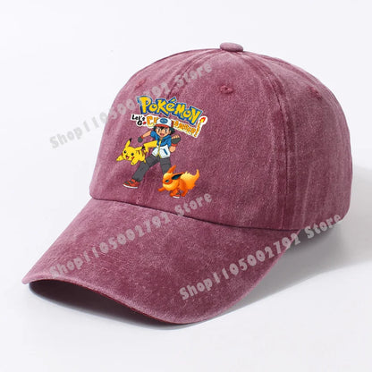 Pokémonové bejzbalové čiapky Pikachu Kawaii Anime postavičky Slnečné klobúky Letné vonkajšie detské a rodičovské slnečné klobúky Trendové čiapky s kačacím jazýčkom Darček