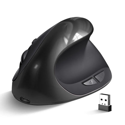 BTS-908 Najbolje prodajana polnilna navpična ergonomska brezžična miška z 2.4G USB sprejemnikom, nastavljivo ločljivostjo 1600 DPI in 6 gumbi
