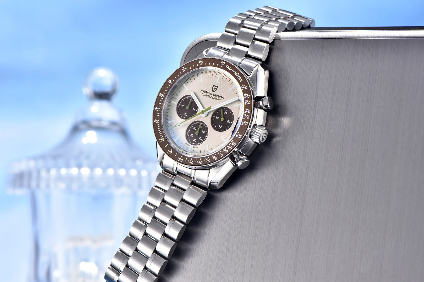 PAGANI DESIGN New AR Sapphire Quartz luxury men's watches 500 vitometer Circle Sport M 100 waterproof chronograph 316L all-steel Japan Movt Luminous man Watch