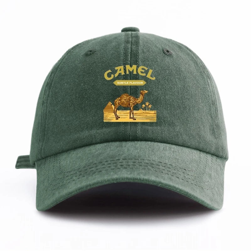 1 Pc CAMEL Print Washed Baseball Cap, Classic Casual Stylish , Perfect Gift For Grandpa Families And Friends