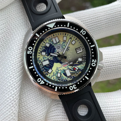 STEELDIVE SD1970J Kanagawa Turtle Full Luminous Dial Ceramic Bezel NH35 AutomaticSTEELDIVE Offical Store Mens Dive Watch