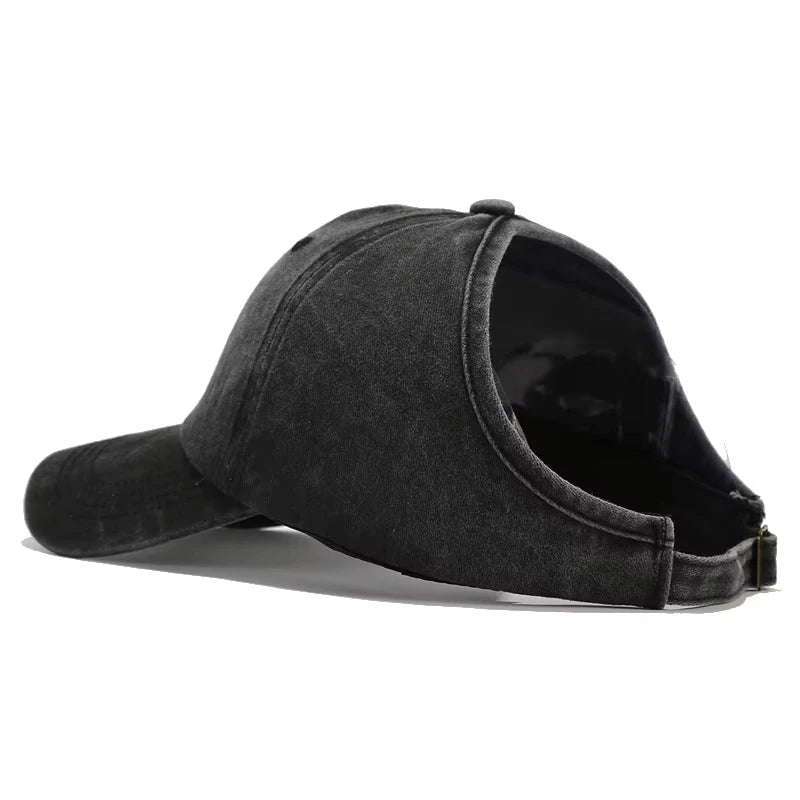 1pc Retro Washed Little Heart Embroidered Ponytail Baseball Cap  for Women,Outdoor Sports Adjustable Women's Cap for Daily Wear