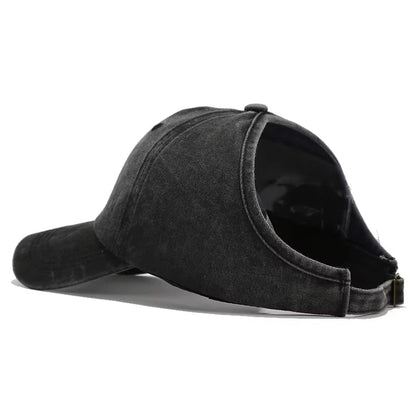 1pc Retro Washed Little Heart Embroidered Ponytail Baseball Cap  for Women,Outdoor Sports Adjustable Women's Cap for Daily Wear