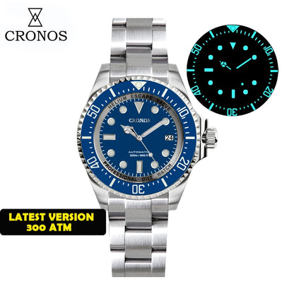 Cronos Automatic Diving Watch Stainless Steel 2000 Meters Water Resistance Professional Diver NH35 L6009M
