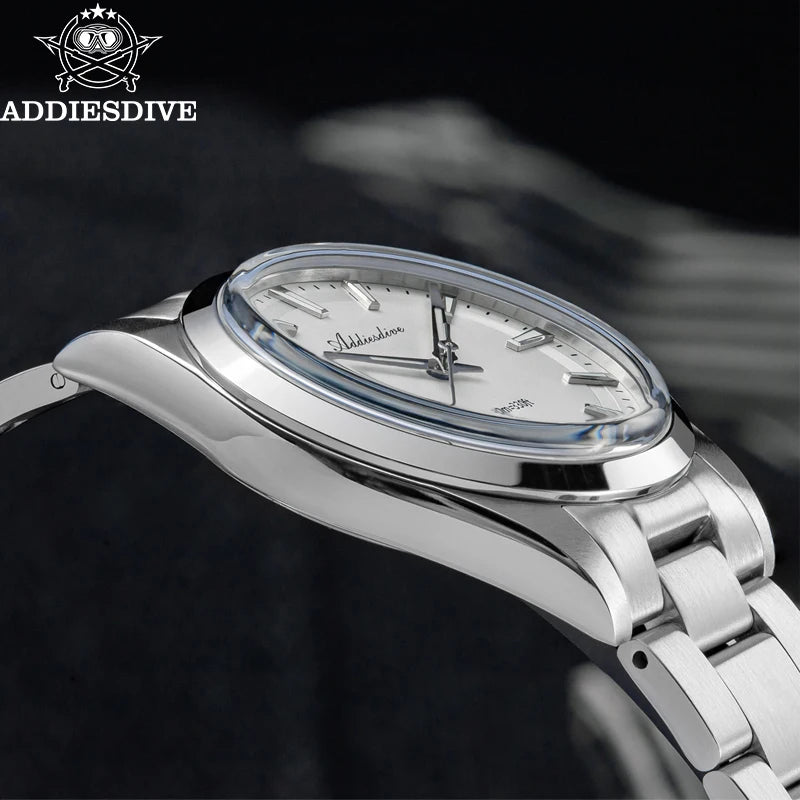 Orologio da uomo ADDIESDIVE in acciaio, stile di lusso, dotato di vetro bombato, movimento al quarzo e rivestimento luminescente blu BGW9; impermeabile fino a 100 ATM, display analogico – Modello AD2066