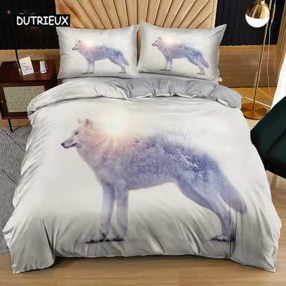 3D Wolf Beddengoedset Zwart Wit Dromenvanger Tribale Stijl Dekbedovertrek voor Tieners Volwassenen Vrouwen Mannen Slaapkamerdecoratie