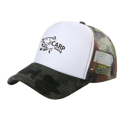 Pánske trucker čiapky s potlačou „Carp Fish“ – vtipné rybárske čiapky, baseballové čiapky, štýlové letné unisex čiapky zo sieťoviny MZ-169