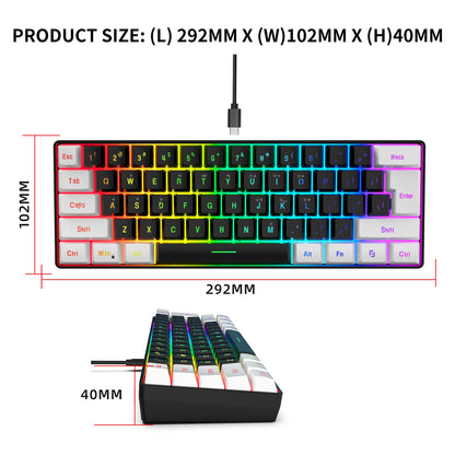 HXSJ USB Computer Keyboard and Mouse Kit with 61-Key Wired RGB Backlight Wired Gaming Mouse Colorful LED Lighting for PC Laptop