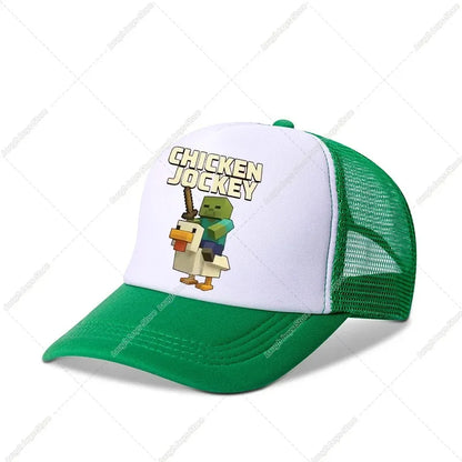 Minecraftes Pixels Kawaii Baseball Cap Boy Cartoon Anime Print Peaked Caps Hip Hop Parent-child Outdoor Mesh Hats Summer Sun Hat