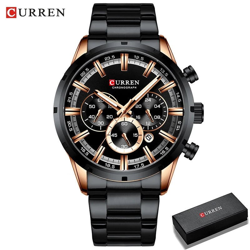 CURREN Top Brand Luxury Military Leather Wrist Watch Casual Sport Watches for Men Blue Man Clock Fashion Chronograph Wristwatch