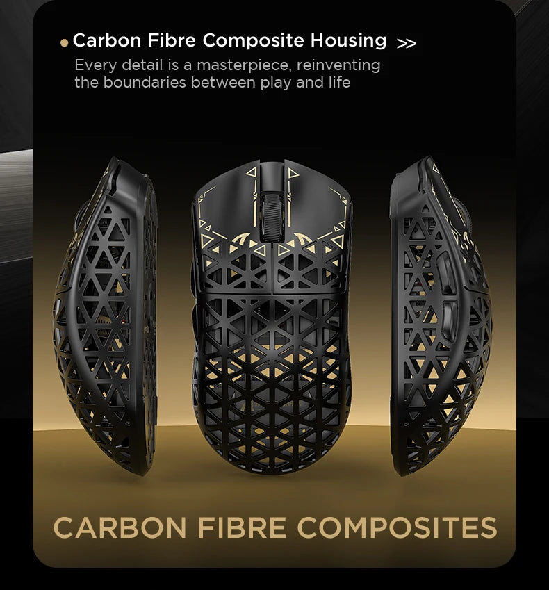 ATTACK SHARK R5 Ultra Carbon Fiber trådløs gamingmus, PixArt PAW3950MAX gamingsensor, 42000DPI, 8000Hz, MCU Nordic 52840