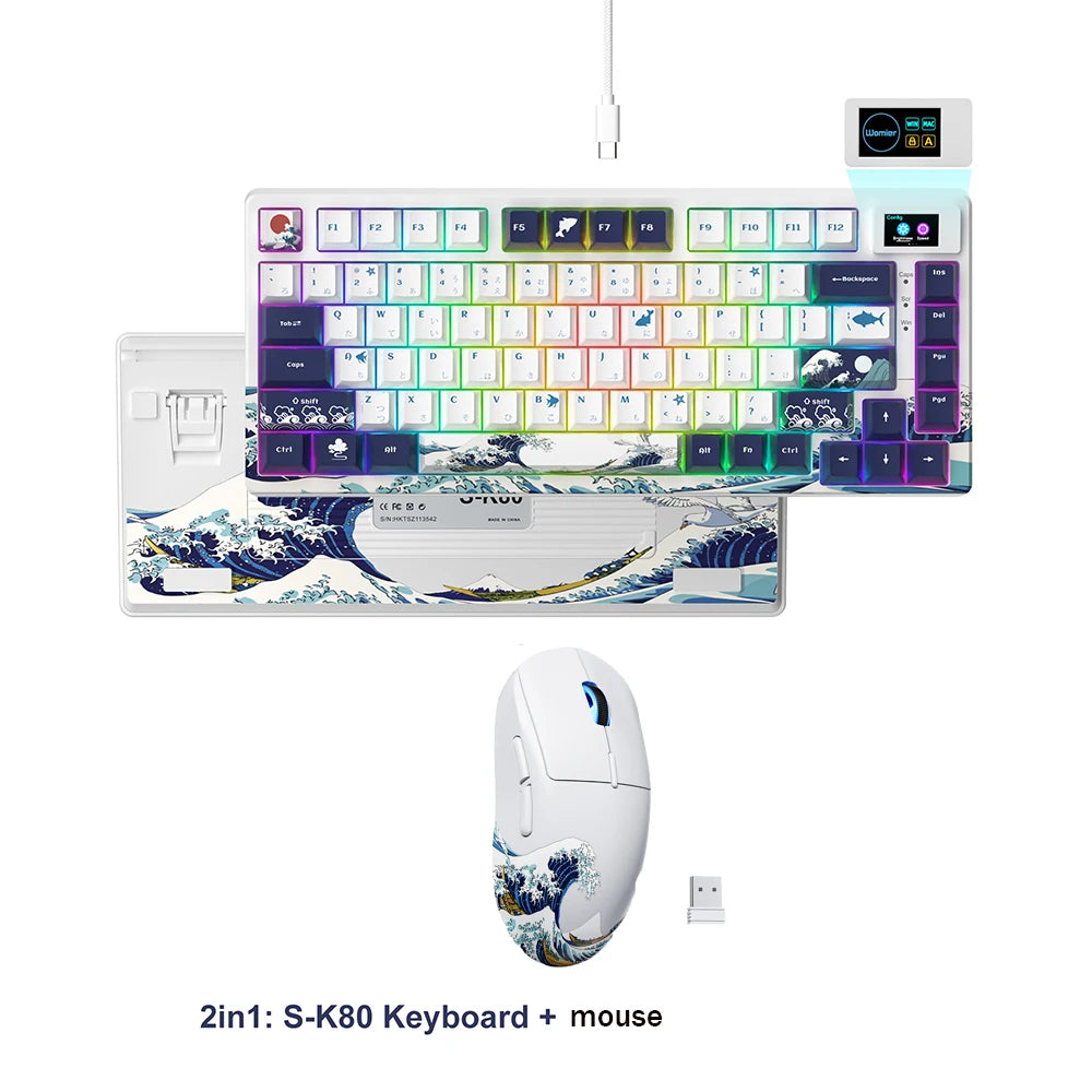 Tastiera gamer Womier S-K80 con display OLED a colori, tastiera meccanica gaming hot-swap con struttura gasket mount, RGB personalizzabile