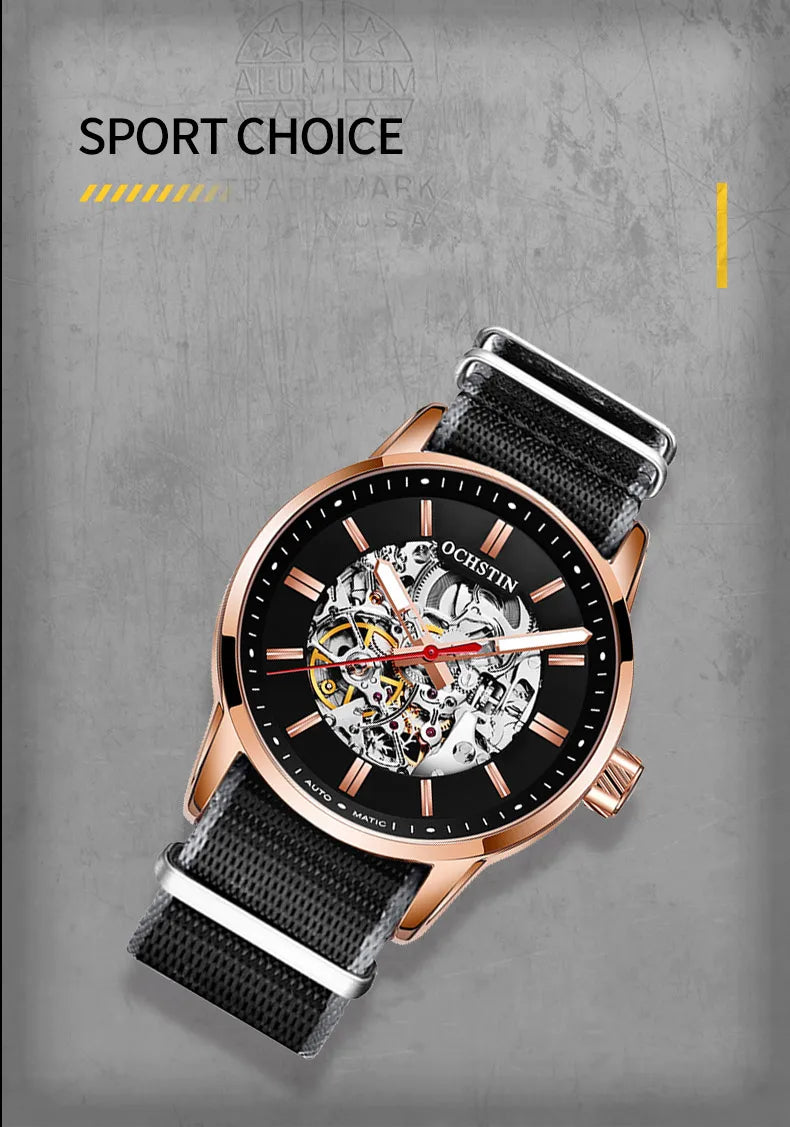 OCHSTIN Automatic Mens Watches Top Brand Luxury Royal Luminous Skeleton Waterproof Mechanical Fashion Male Clock Gifts for Men