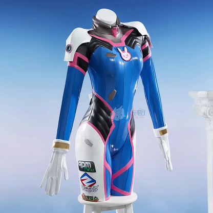 Kostým na cosplay Hana D.Va z hry Overwatch pre ženy – roztomilý elastický kožený overal Zentai na Halloween, karneval a párty