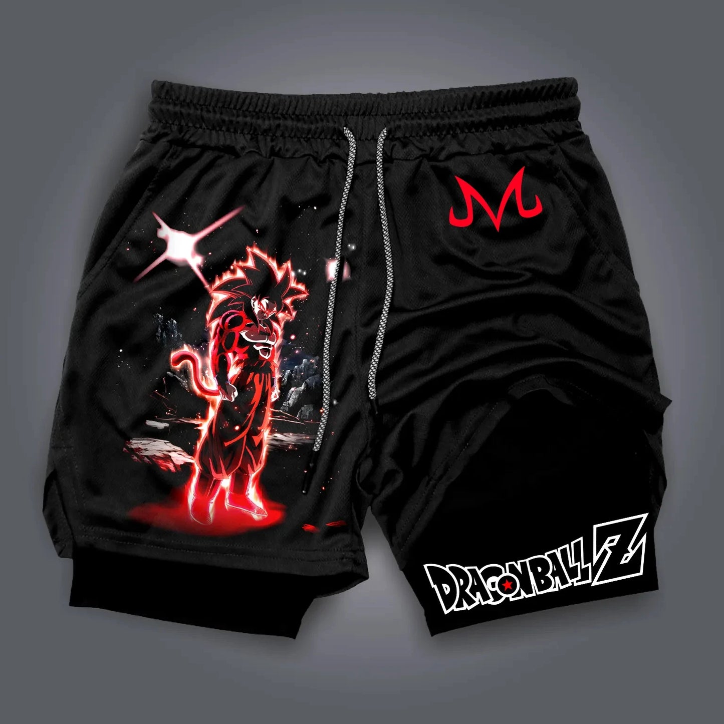 Dragon Ball Anime Peripheral Majin Buu GOKU Printed Sports Double-layer Shorts American 2026 Summer Men's Loose Breathable Pants