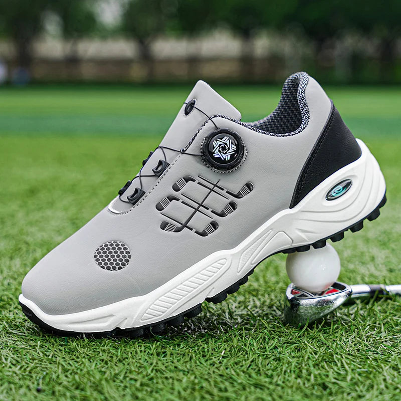 Professional Golf Shoes with Rotary Lock Buckle, Breathable, Shock-Absorbing, Non-Slip, Comfortable Support for Golf Course Swing Movements, Men's Casual Sports Shoes