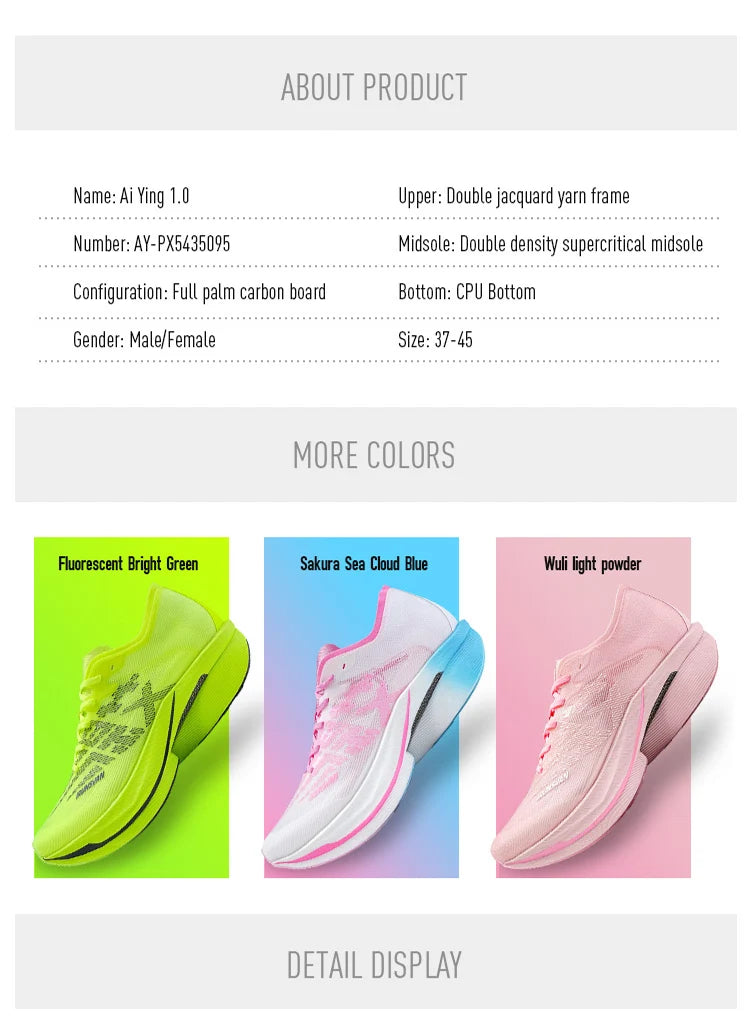 IRUNSVAN Chaussures de sport à semelle en carbone Chaussures de course à pied professionnelles pour marathon Chaussures de jogging respirantes et amortissantes unisexe 095