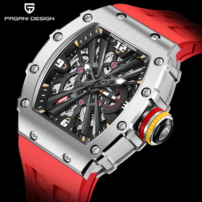 Reloj de cuarzo para hombre PAGANI DESIGN 2026 nuevo, movimiento VH65, esfera esqueleto, resistente al agua 100M, deportivo rectangular, cristal de zafiro