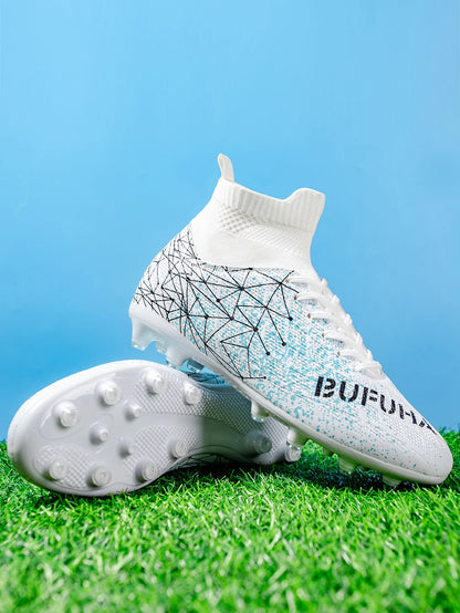 AG/FG Athletic Soccer Cleats PU Fabric Comfort Upper TPU Anti-Slip Long Studs Sole Reliable Quality Adult Kids Training Shoes