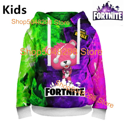 Hot Game Fortnite Hero Print Sweatshirt für Jungen und Mädchen, 3D-Kleidung, lässiger Kinder-Hoodie, für Kinder, Erwachsene, Herren und Damen, Frühlings- und Herbst-Pullover