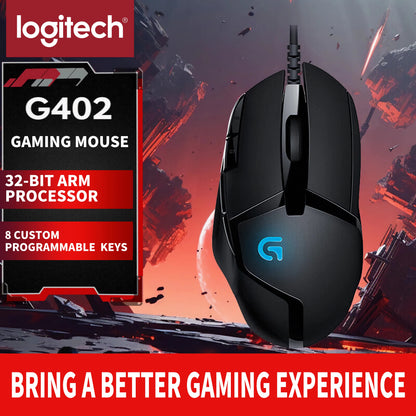 Logitech (G) G402 ratón gaming con cable para e-sports, ratón mecánico con programación de macros, CSGO, Eating Chicken, competitivo para ordenador