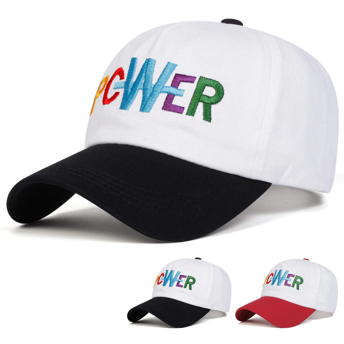 Unisex PCWER Letter Embroidery Baseball Caps Spring Autumn Outdoor Adjustable Casual Hats Dad Hat Sunscreen Hat
