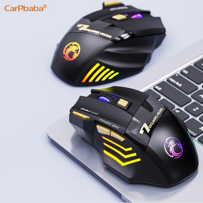 Belaidė Bluetooth pelė, įkraunama kompiuterinė pelė žaidėjams, ergonominė gaming pelė su RGB apšvietimu, tyli pelė PC kompiuteriui