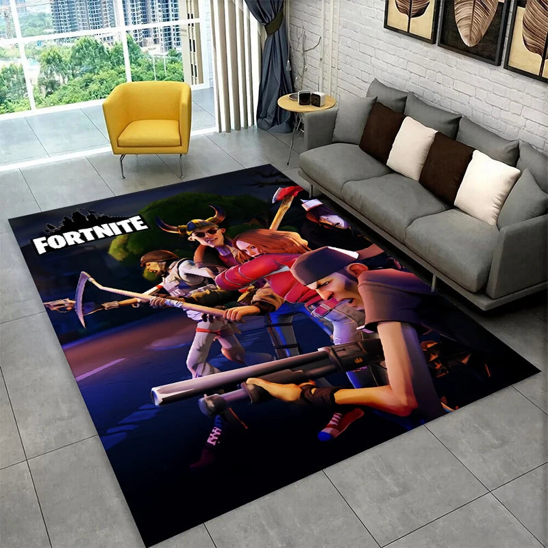 Cartoon F-Fortnite Game Gamer Carpet Rug for Playroom Bedroom Living Room Sofa Home Decor, kids Area Rug Non-slip Floor Mat