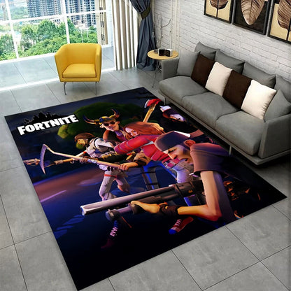 Cartoon F-Fortnite Game Gamer Carpet Rug for Playroom Bedroom Living Room Sofa Home Decor, kids Area Rug Non-slip Floor Mat