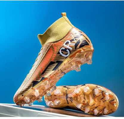 Unisex Teen Low Top Football Shoes Lightweight Elastic Sole Anti Slip Short Spikes Lawn Field Match Training Sneakers