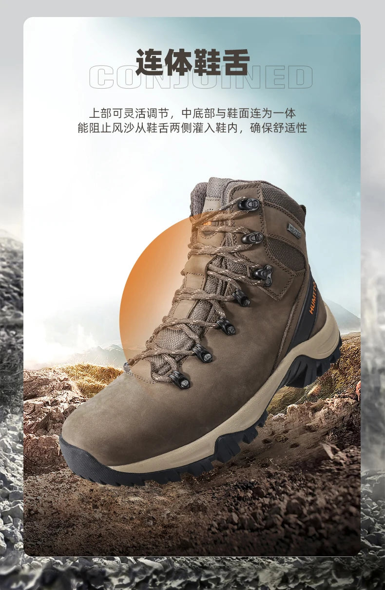 HUMTTO Sapatilhas de Caminhada Impermeáveis para Homem, Botas de Caça Táticas de Deserto, Botas de Trekking pelo Tornozelo para Homem e Mulher, Quentes em Couro